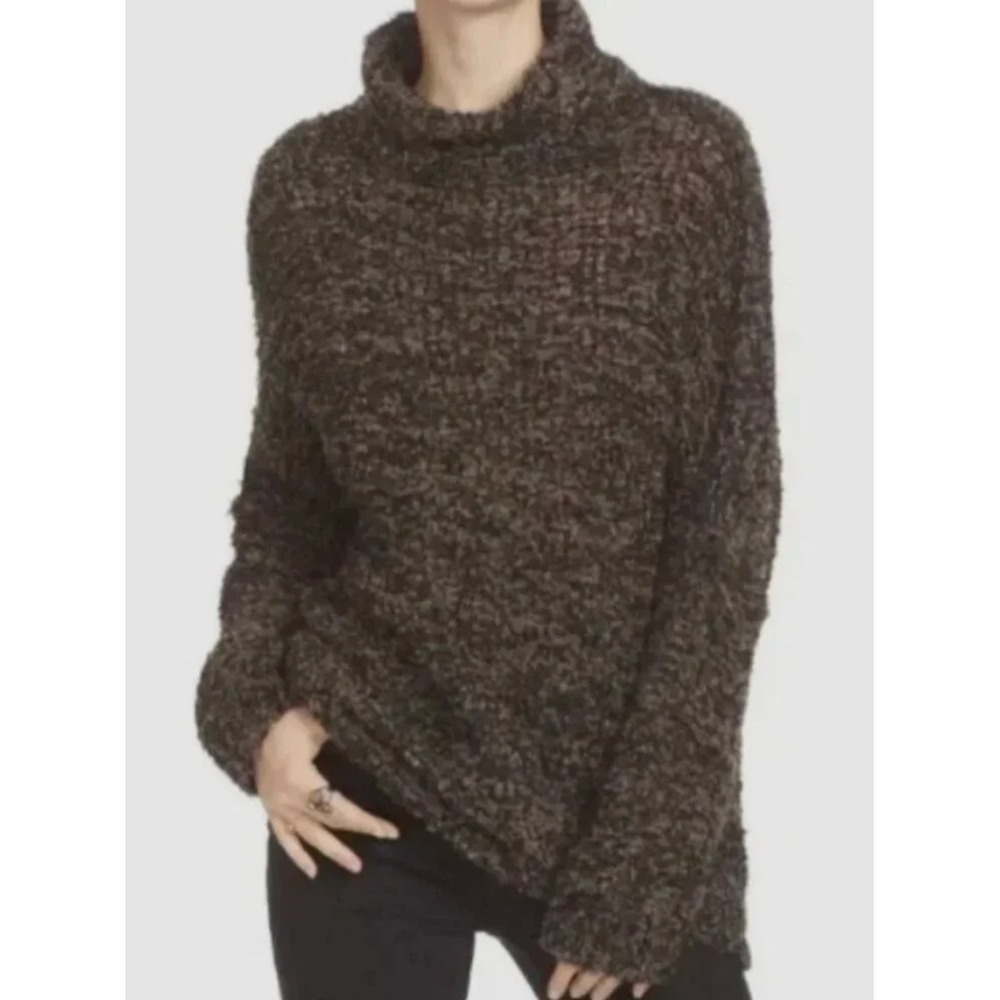 FREE PEOPLE She's All That Alpaca Sweater Sz S Oversized Open Knit Funnel Neck‎